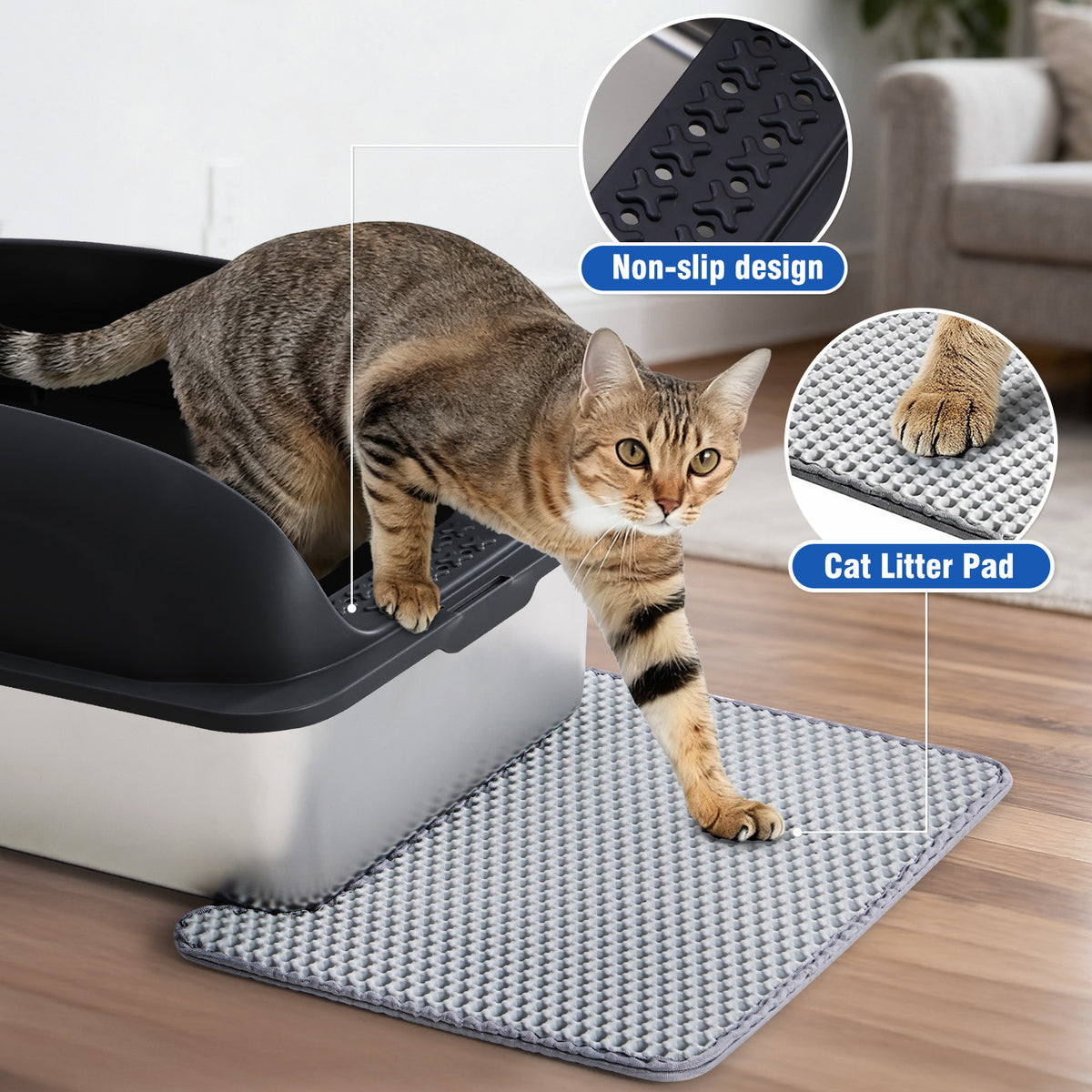 Stainless Steel Cat Litter Box with Lid Large Cat Litter Box for Big