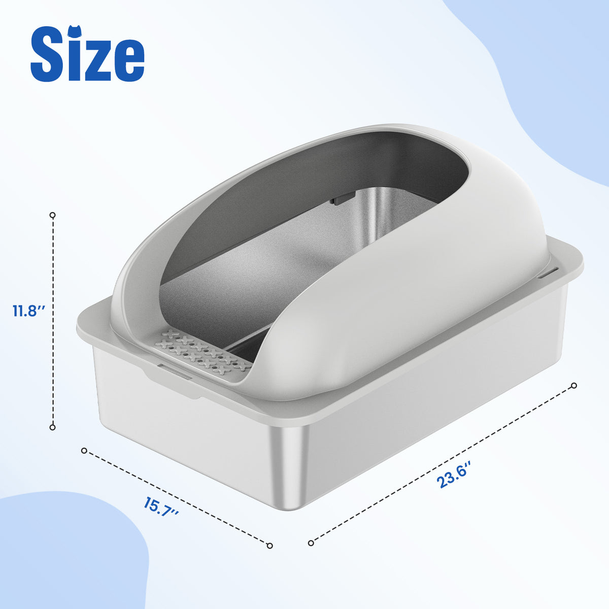 Stainless Steel Cat Litter Box with Lid Large Cat Litter Box for Big
