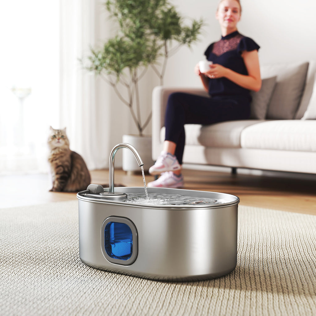 246 Oz. 7L Stainless Steel Cat Water Fountain with Filters Ultra -