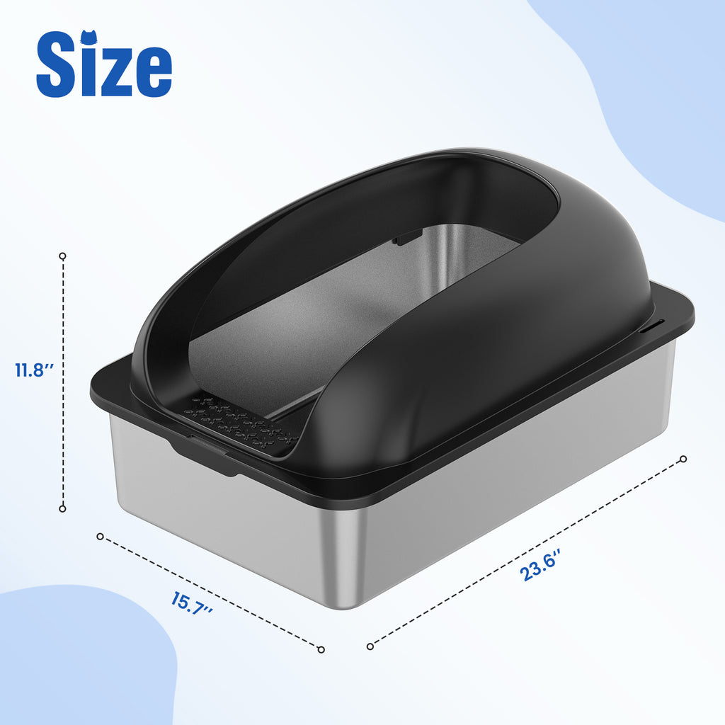 Stainless Steel Cat Litter Box with Lid Large Cat Litter Box for Big