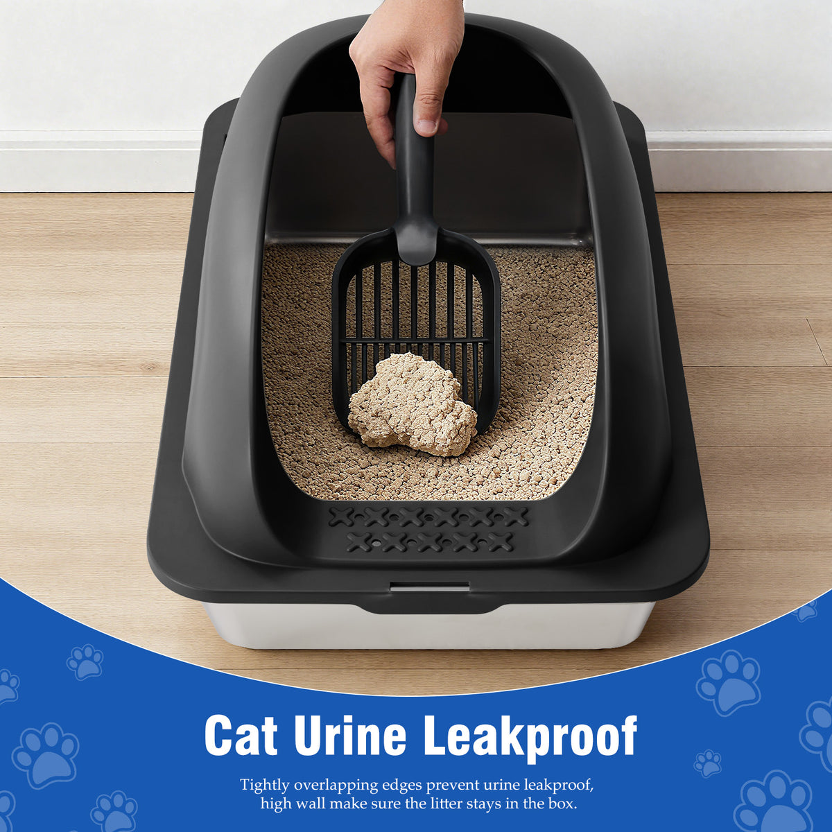 Stainless Steel Cat Litter Box with Lid Large Cat Litter Box for Big