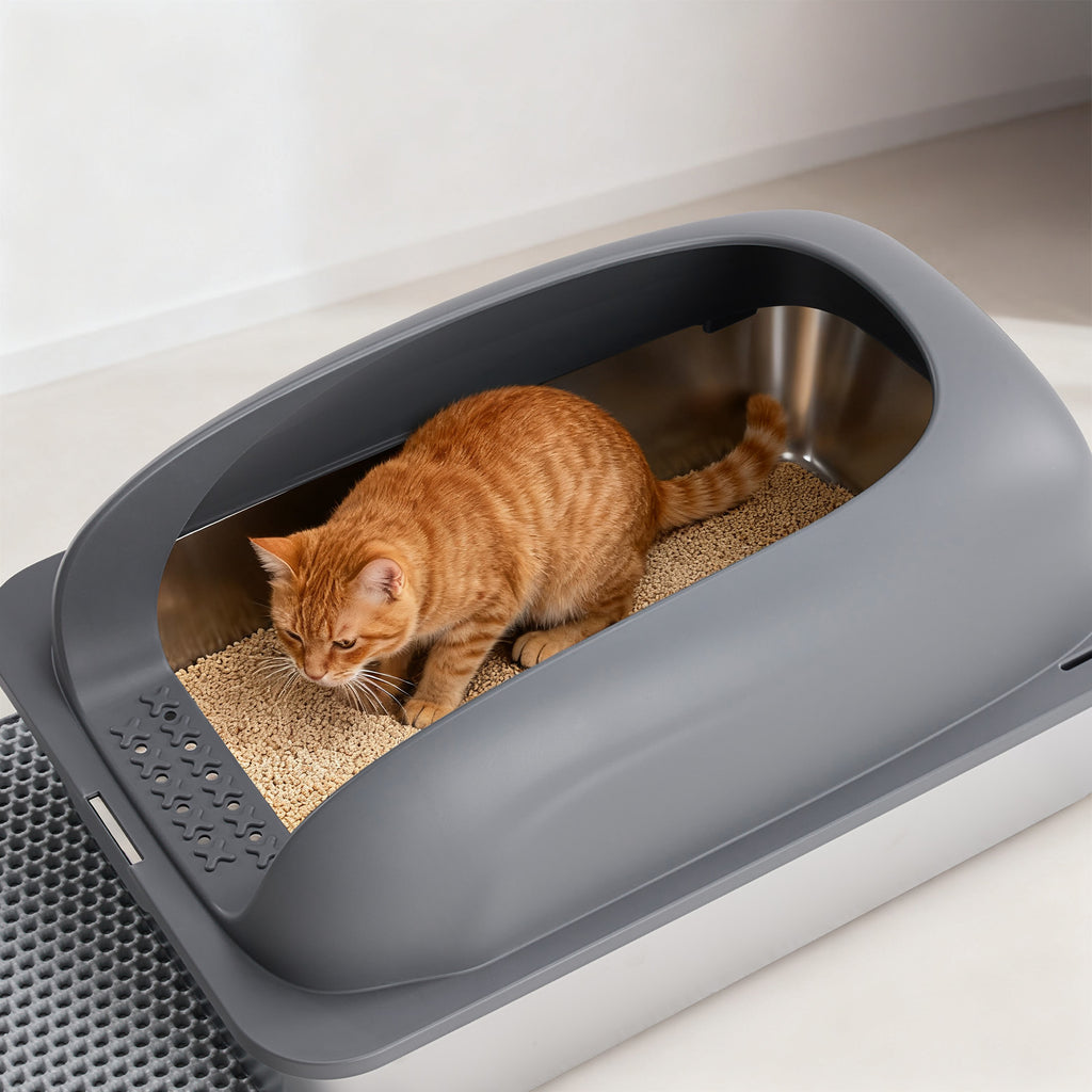 Stainless Steel Cat Litter Box with Lid Large Cat Litter Box for Big