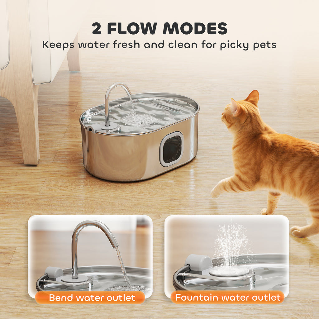 246 Oz. 7L Stainless Steel Cat Water Fountain with Filters Ultra -