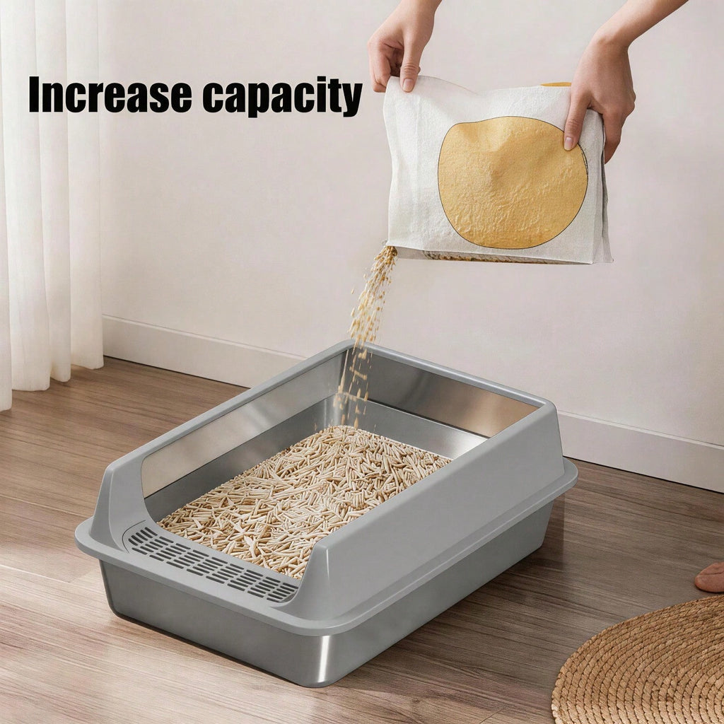 Stainless Steel Cat Litter Box Large Open Top Litter Box with Anti