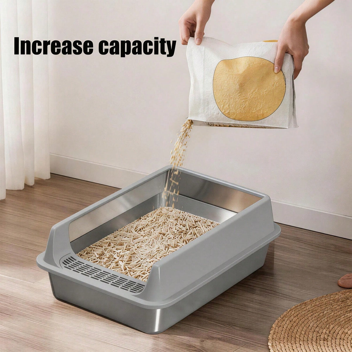 Stainless Steel Cat Litter Box Large Open Top Litter Box with Anti